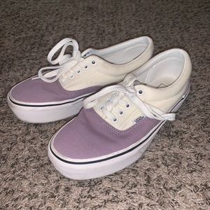 Purple Accent White Vans - size 6.5 mens / 8.0 womens